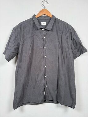 The Academy Brand Men's Short-Sleeve Button-Down Shirt in Gray 100% Cotton XL